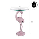 Blanche 25" Classic Mid-Century Glass Top Flamingo End Table