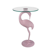Blanche 25" Classic Mid-Century Glass Top Flamingo End Table