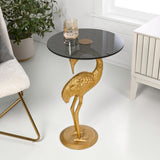 Blanche 25" Classic Mid-Century Glass Top Flamingo End Table