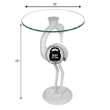 Blanche 25" Classic Mid-Century Glass Top Flamingo End Table