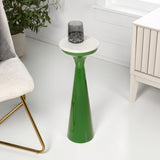 Oliver 22.25" Mid-Century Glam Retro Metal Drink Table with Marble Top