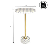 Calix 24" Art Deco Metal/Resin Checkerboard Round Drink Table