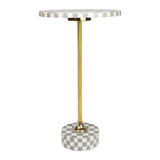 Calix 24" Art Deco Metal/Resin Checkerboard Round Drink Table