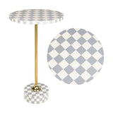 Calix 24" Art Deco Metal/Resin Checkerboard Round Drink Table
