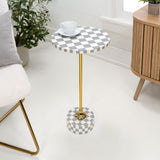 Calix 24" Art Deco Metal/Resin Checkerboard Round Drink Table