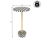 Calix 24" Art Deco Metal/Resin Checkerboard Round Drink Table