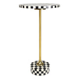 Calix 24" Art Deco Metal/Resin Checkerboard Round Drink Table