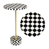 Calix 24" Art Deco Metal/Resin Checkerboard Round Drink Table