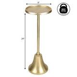 Irida 24" Art Deco Designer Pedestal Drink Table and Decorative End Table with Hammered Round Top and Bell Base