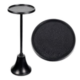 Irida 24" Art Deco Designer Pedestal Drink Table and Decorative End Table with Hammered Round Top and Bell Base