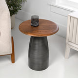 Otto 18" Modern Rustic Round Wood/Metal Accent Table