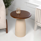 Otto 18" Modern Rustic Round Wood/Metal Accent Table