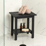 Kellie 16.1" Cottage Classic Slatted Solid Acacia Wood Indoor/Outdoor Shower Bench with Shelf