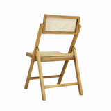Theo Mid-Century Vintage Wood Rattan Folding Chair with Adjustable Back Set 2