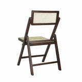 Theo Mid-Century Vintage Wood Rattan Folding Chair with Adjustable Back Set 2