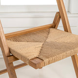 Kiawah Coastal Modern Wood Woven Seagrass Folding Chair Set 2