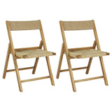Kiawah Coastal Modern Wood Woven Seagrass Folding Chair Set 2