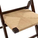 Kiawah Coastal Modern Wood Woven Seagrass Folding Chair Set 2