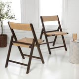 Kiawah Coastal Modern Wood Woven Seagrass Folding Chair Set 2