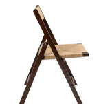 Kiawah Coastal Modern Wood Woven Seagrass Folding Chair Set 2