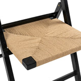Kiawah Coastal Modern Wood Woven Seagrass Folding Chair Set 2