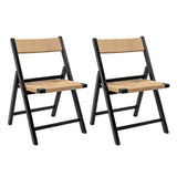 Kiawah Coastal Modern Wood Woven Seagrass Folding Chair Set 2