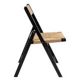 Kiawah Coastal Modern Wood Woven Seagrass Folding Chair Set 2