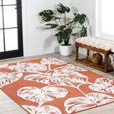 Tobago High-low Two-tone Monstera Leaf Indoor/Outdoor Area Rug