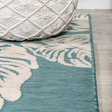 Tobago High-low Two-tone Monstera Leaf Indoor/Outdoor Area Rug