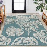 Tobago High-low Two-tone Monstera Leaf Indoor/Outdoor Area Rug