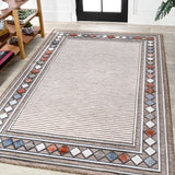 Sebastian High-low Modern Diamond Border Indoor/Outdoor Area Rug