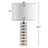 Wellington 26.5" Quatrefoil Striped Resin LED Table Lamp - JONATHAN Y