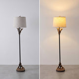 Benjamin 61 in. Rustic Lodge Faux Antler Resin/Metal LED Floor Lamp