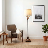 Benjamin 61 in. Rustic Lodge Faux Antler Resin/Metal LED Floor Lamp