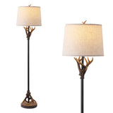 Benjamin 61 in. Rustic Lodge Faux Antler Resin/Metal LED Floor Lamp