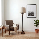 Benjamin 61 in. Rustic Lodge Faux Antler Resin/Metal LED Floor Lamp