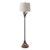 Benjamin 61 in. Rustic Lodge Faux Antler Resin/Metal LED Floor Lamp