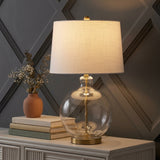 Rae 26.5" Glass/Metal LED Table Lamp Clear/Brass Gold – AI-ON