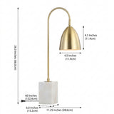 Ana 26" Gold Arched Metal with Marble Base LED Table Lamp Brass Gold/White – DIM