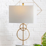 Haines 26" Modern Circle Marble/Metal LED Table Lamp - JONATHAN Y