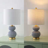 Daphne 20" Ribbed Metal/Glass LED Table Lamp