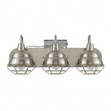 Levi 24.5" Industrial Farmhouse Iron LED Vanity Nickel / 3 Sockets – OFF