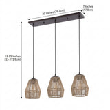 Ibiza Island 30" Seagrass/Metal Bohemian Coastal LED Pendant Oil Rubbed Bronze/Natural – DIM