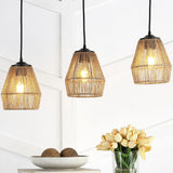 Ibiza Island 30" Seagrass/Metal Bohemian Coastal LED Pendant - JONATHAN Y