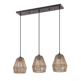 Ibiza Island 30" Seagrass/Metal Bohemian Coastal LED Pendant - JONATHAN Y