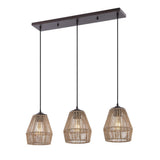 Ibiza Island 30" Seagrass/Metal Bohemian Coastal LED Pendant - JONATHAN Y