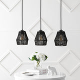 Ibiza Island 30" Seagrass/Metal Bohemian Coastal LED Pendant - JONATHAN Y