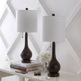 Tyler 24" Modern Classic Gourd Iron LED Table Lamp with Pull-Chain with Dual USB Charging Port - JONATHAN Y
