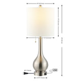 Tyler 24" Modern Classic Gourd Iron LED Table Lamp with Pull-Chain with Dual USB Charging Port - JONATHAN Y