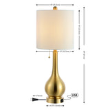 Tyler 24" Modern Classic Gourd Iron LED Table Lamp with Pull-Chain with Dual USB Charging Port - JONATHAN Y